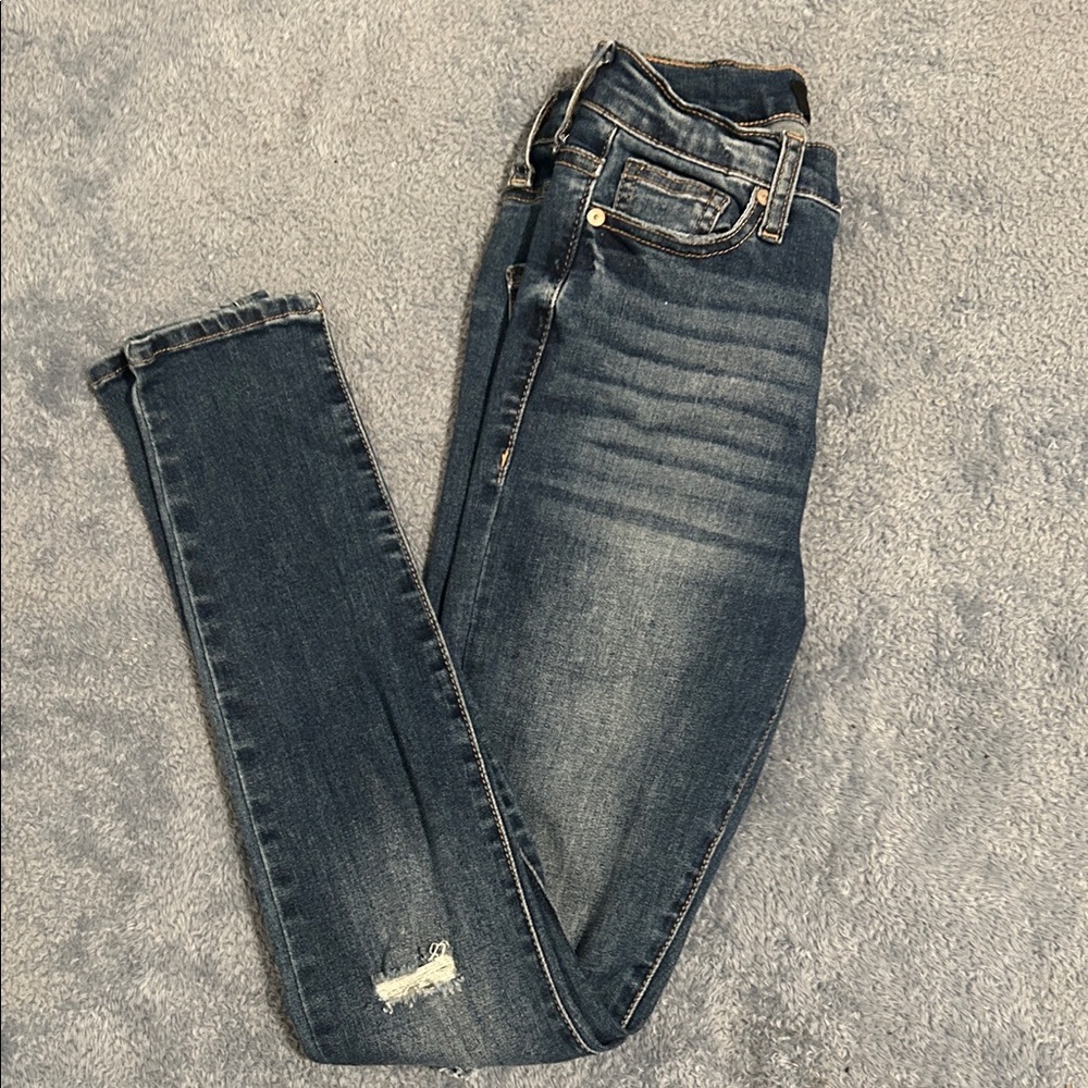 Kendall & Kylie Dark Blue Distressed Skinny Jeans - Picture 4 of 6